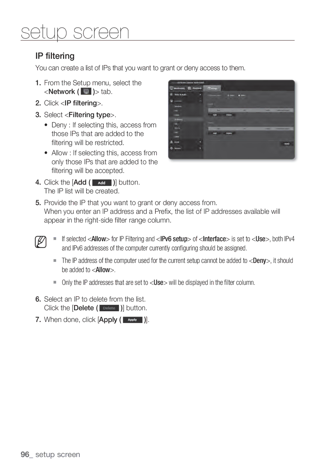 Samsung SNV-7082, SND-7082F, SNB-7002 user manual IP filtering 