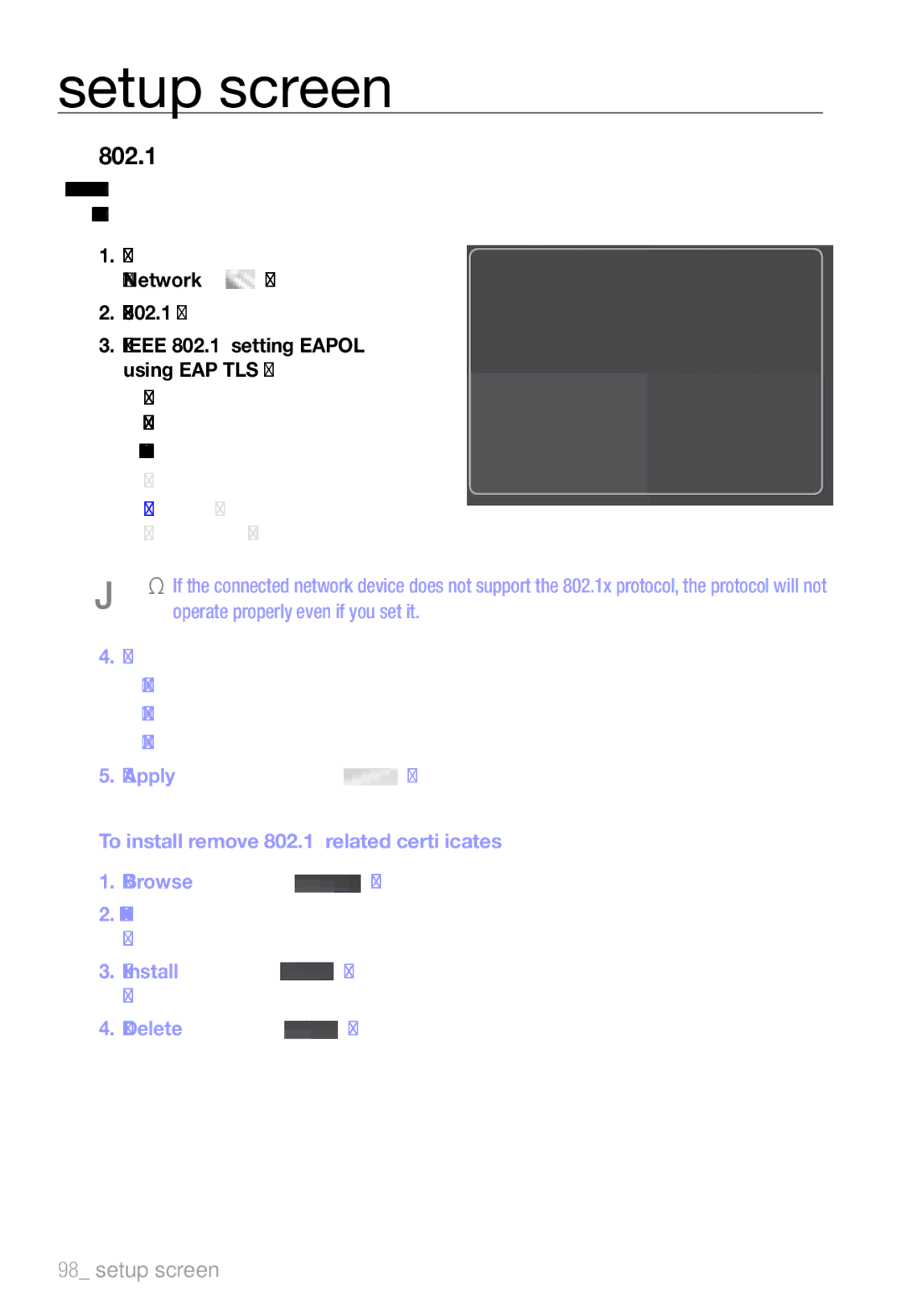 Samsung SND-7082F, SNV-7082, SNB-7002 user manual 802.1x 