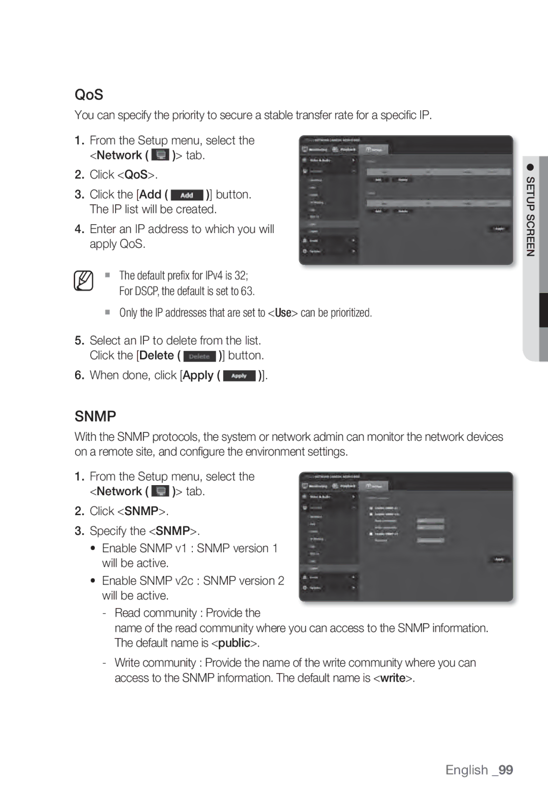 Samsung SNB-7002, SNV-7082, SND-7082F user manual Enter an IP address to which you will apply QoS 