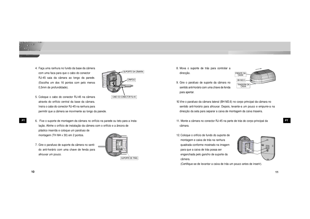 Samsung SOC-222P/W manual Plástico inserida e coloque um parafuso de 