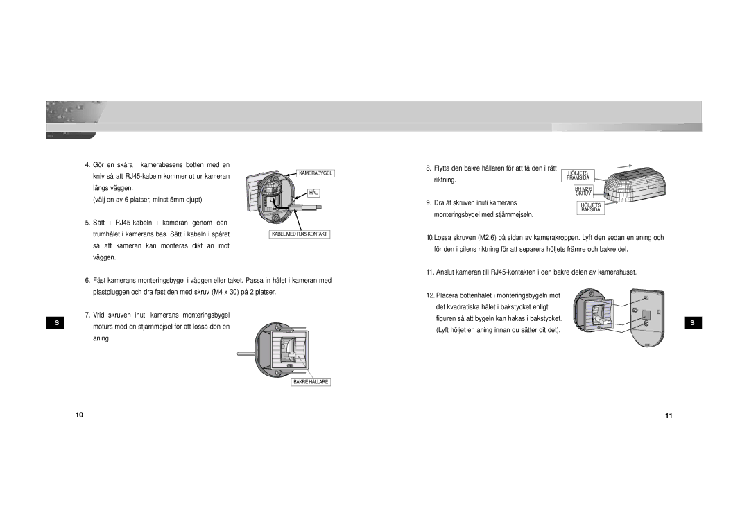 Samsung SOC-222P/W manual Längs väggen 