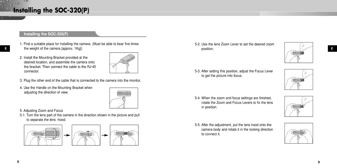 Samsung manual Installing the SOC-320P 