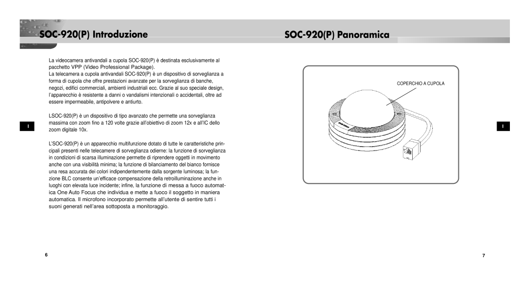 Samsung SOC-920P/W manual SOC-920P Introduzione SOC-920P Panoramica 