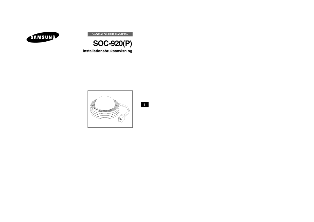 Samsung SOC-920P/W manual Vandalsäker Kamera 