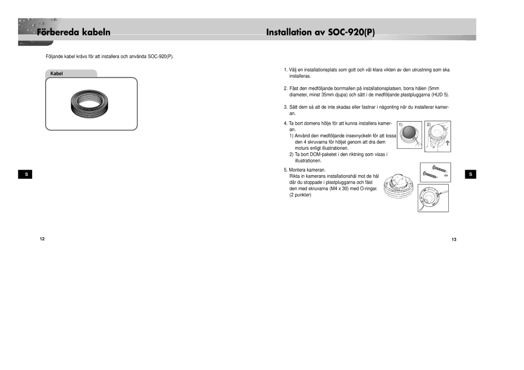 Samsung SOC-920P/W manual Förbereda kabeln 