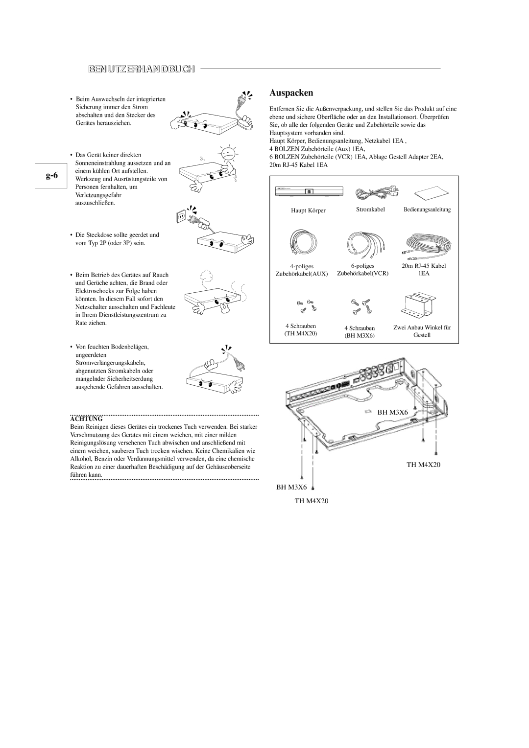 Samsung SOM-080AN manual Auspacken, Achtung 