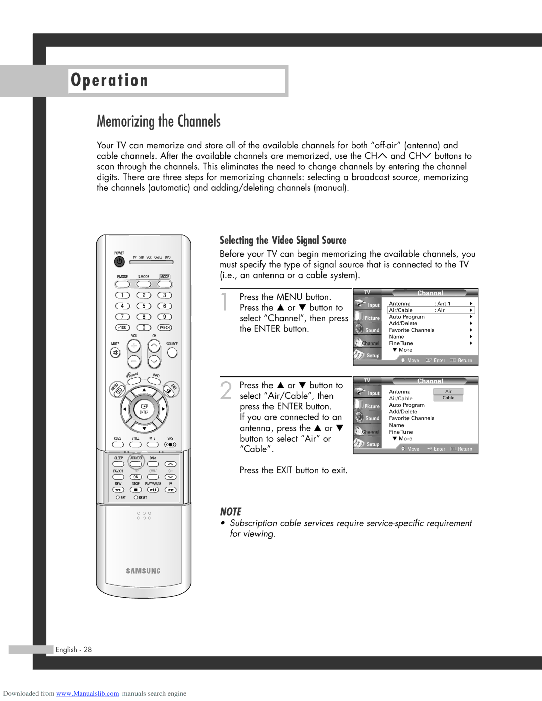 Samsung SP-56L3HR, SP-50L3HR, SP-61L3HR manual Memorizing the Channels, Selecting the Video Signal Source 