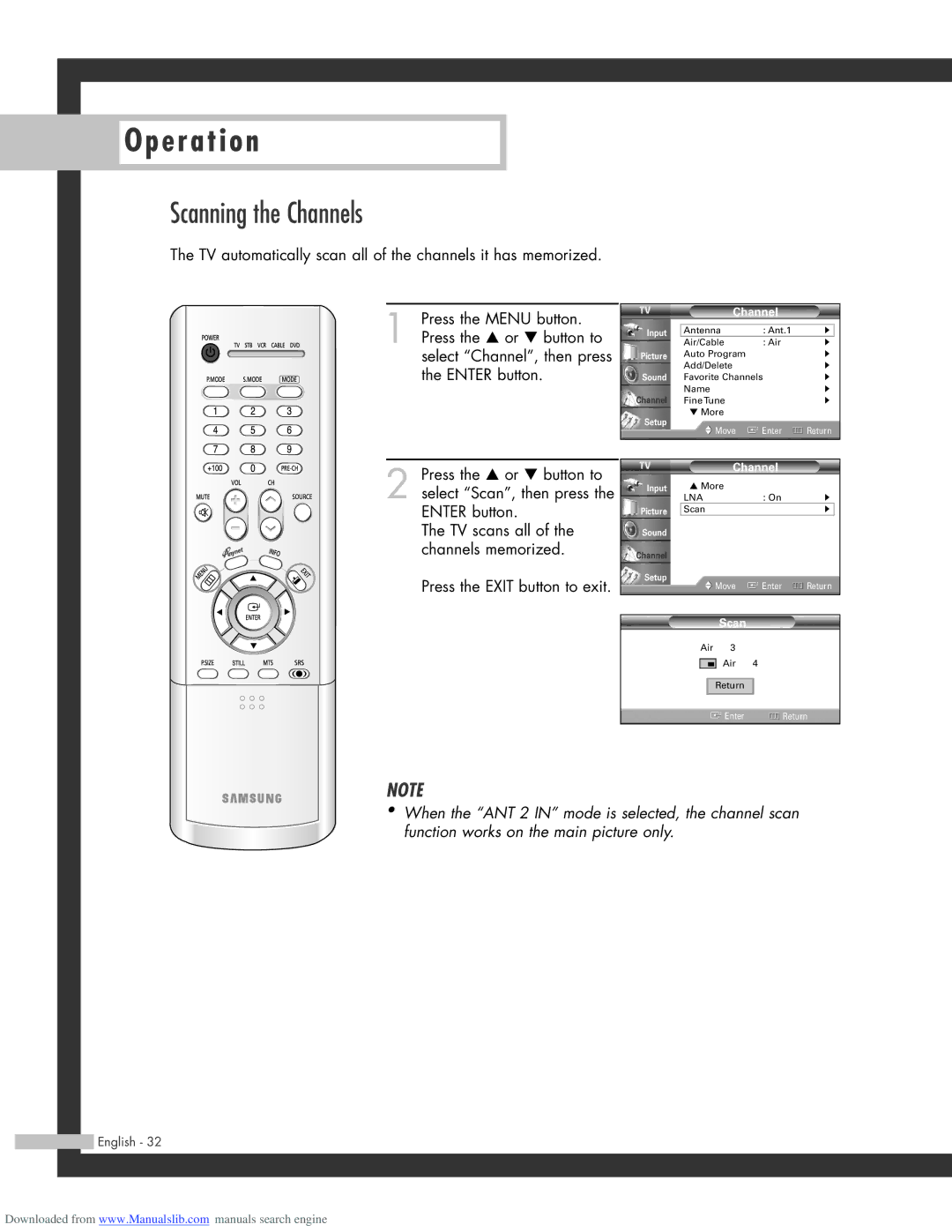 Samsung SP-61L3HR, SP-50L3HR, SP-56L3HR manual Scanning the Channels 