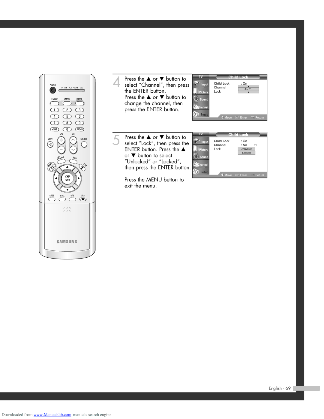 Samsung SP-50L3HR, SP-56L3HR, SP-61L3HR manual Channel 