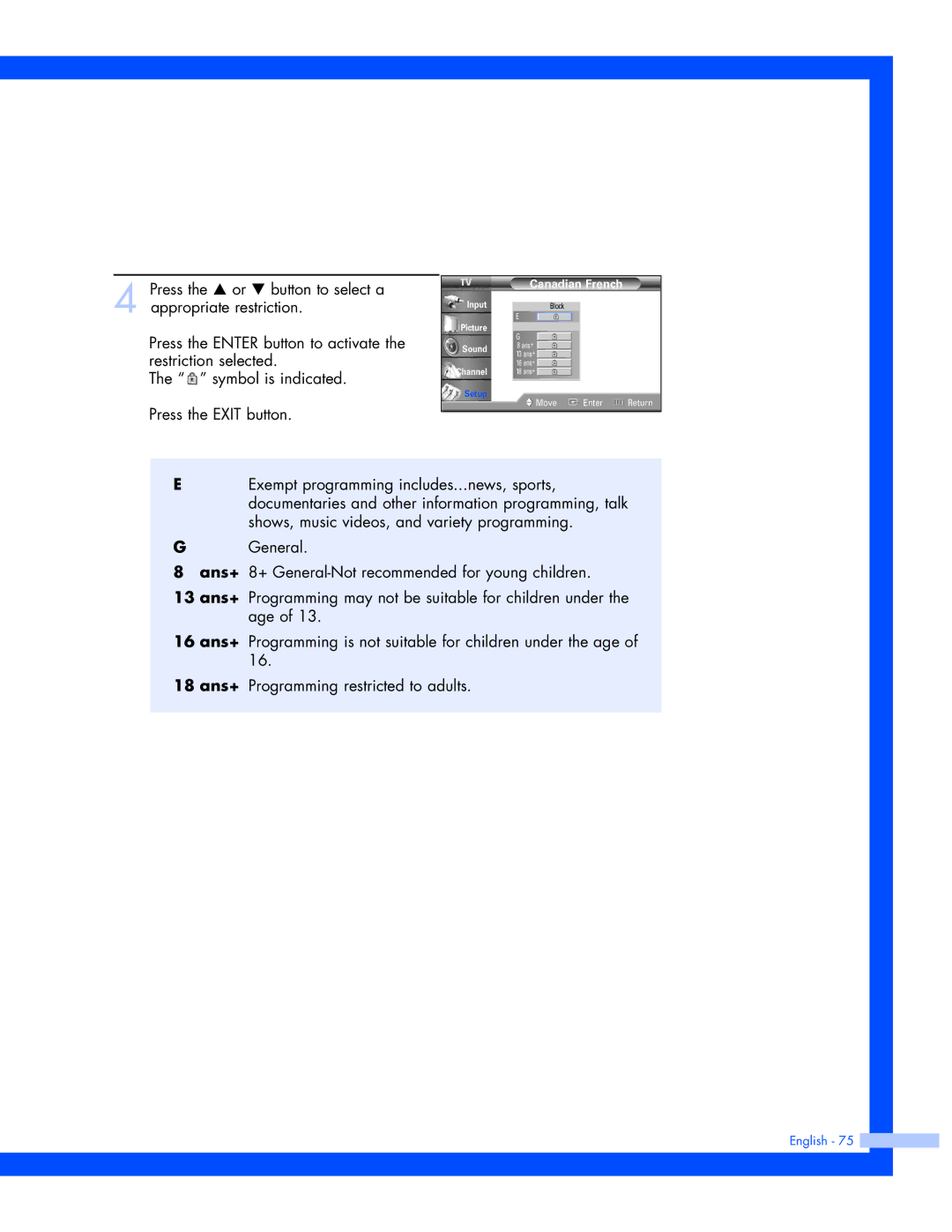 Samsung SP-56L7HR, SP-50L7HR instruction manual Canadian French 