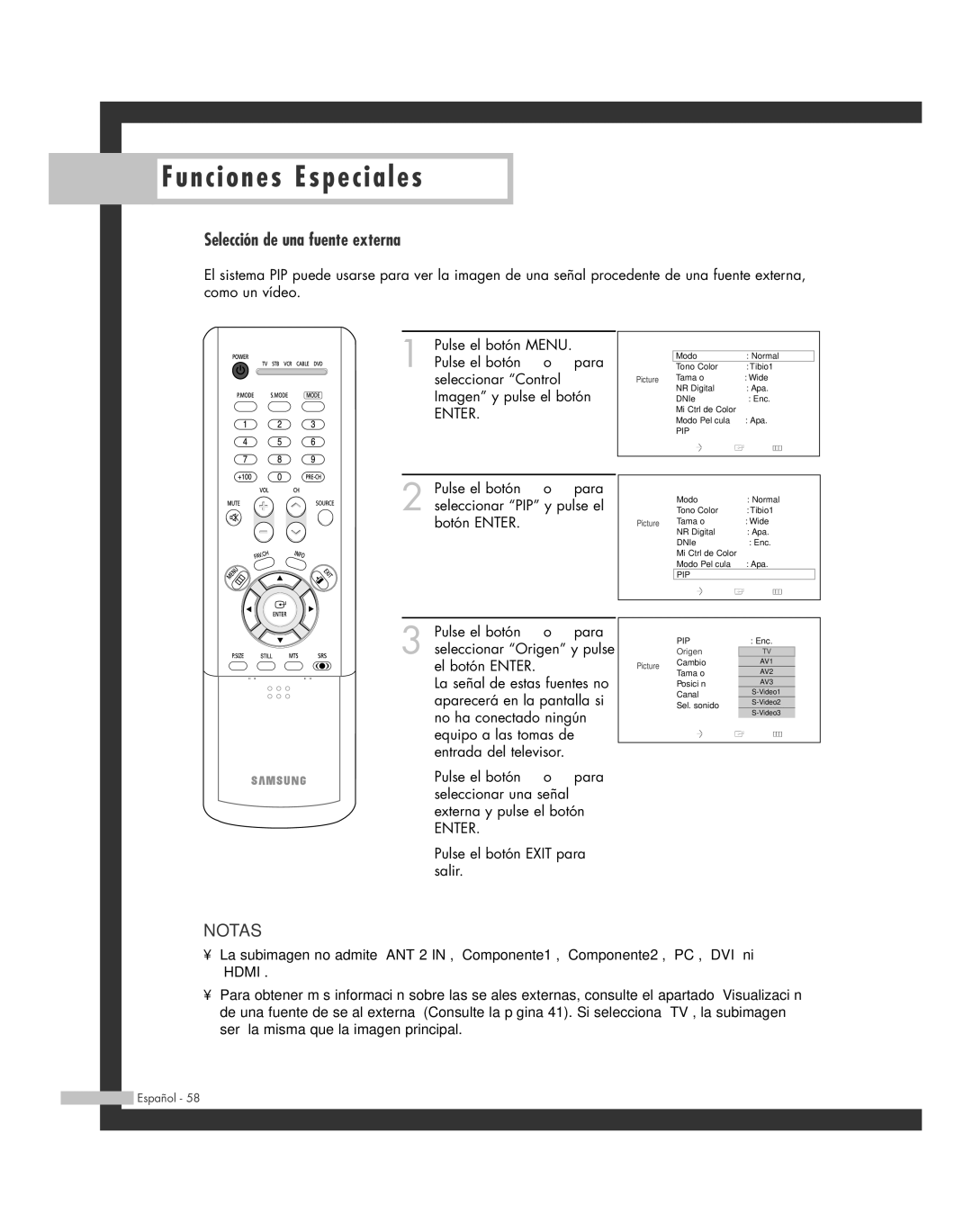 Samsung SP-42L6HR, SP-61L6HR, SP-56L6HR, SP-46L6HR, SP-50L6HR manual Selección de una fuente externa 