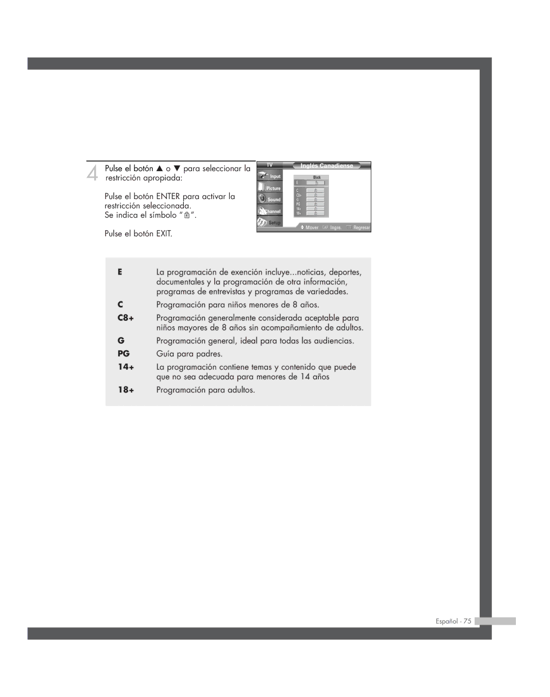 Samsung SP-61L6HR, SP-56L6HR, SP-46L6HR, SP-42L6HR, SP-50L6HR manual Inglés Canadiense 