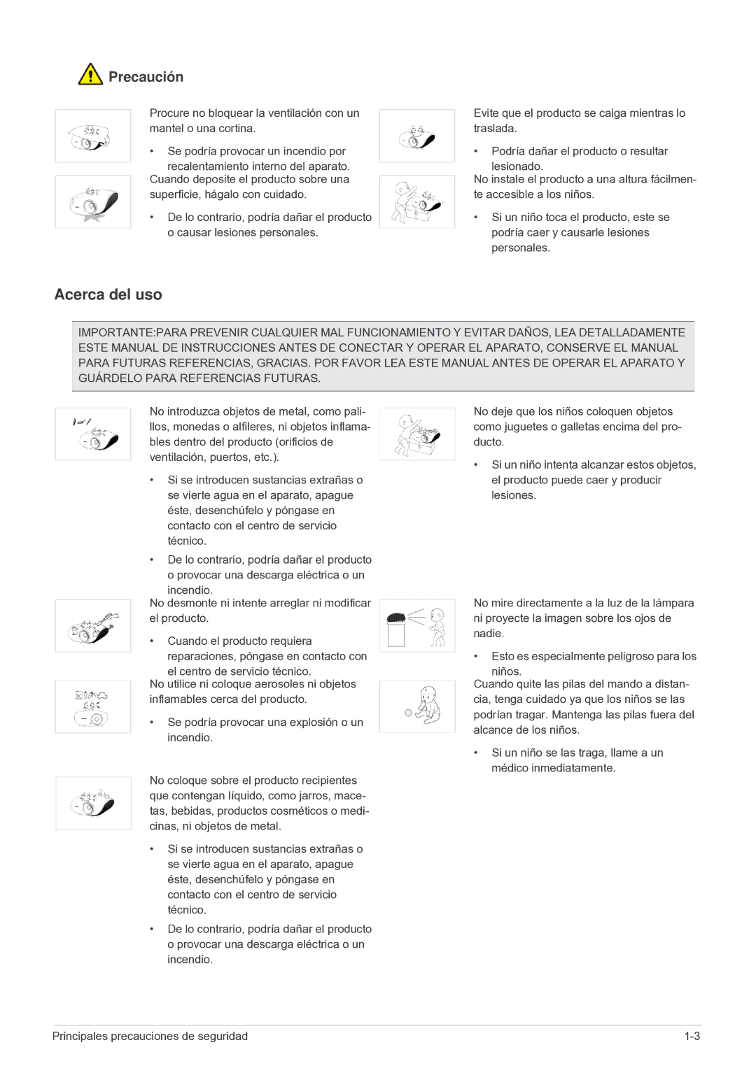 Samsung SPA600BX/EN, SP-A600B manual Acerca del uso 