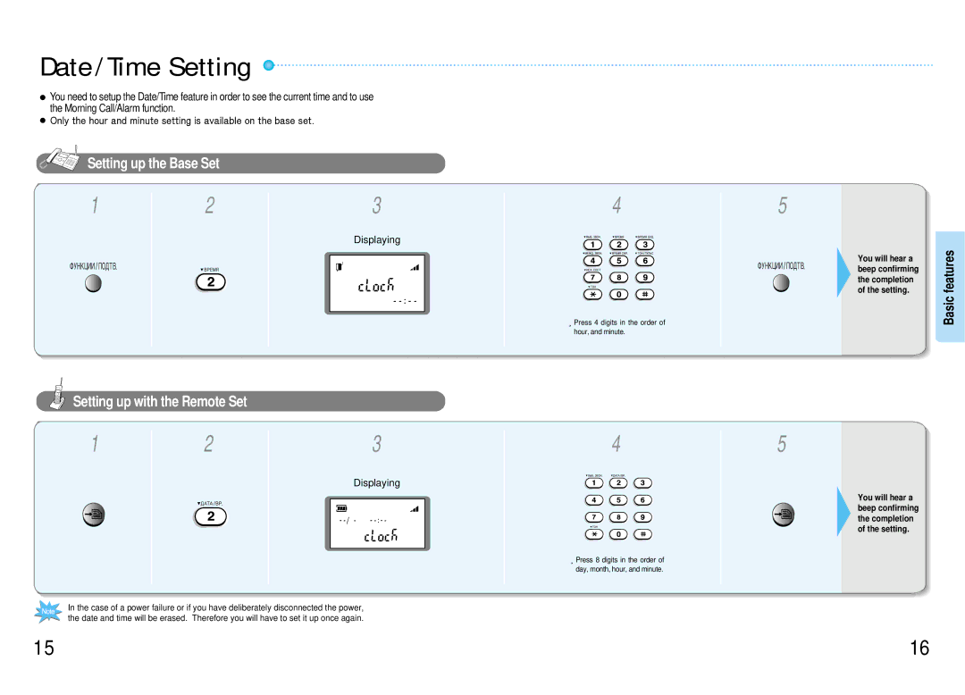 Samsung SP-C700R manual Basic features, Setting up the Base Set, Setting up with the Remote Set 