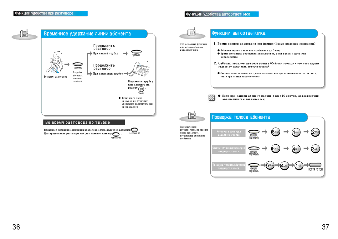 Samsung SP-C802R manual Временноеудержаниелинииабонента 