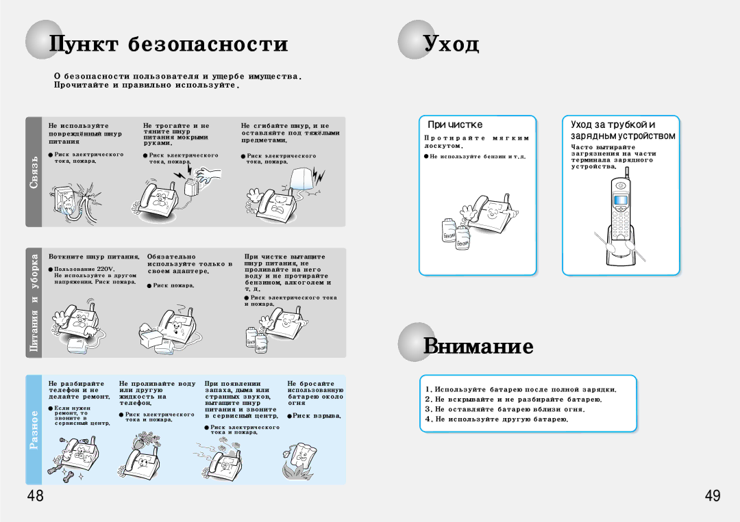 Samsung SP-C802R manual Связь Питания и уборка 