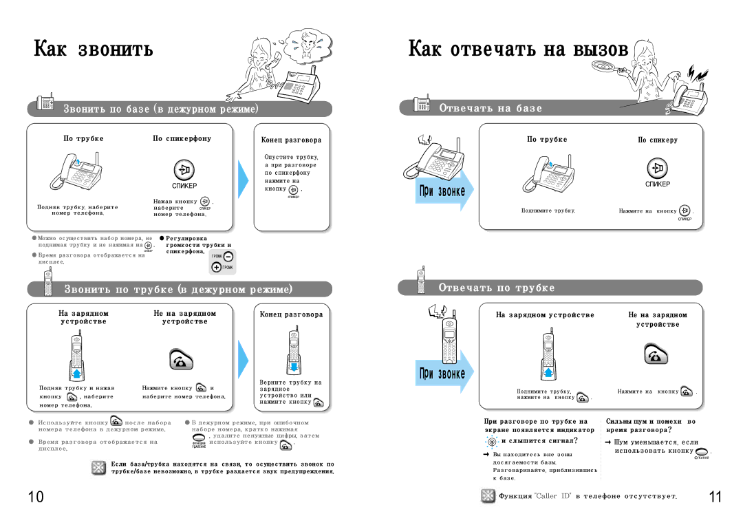 Samsung SP-C802R manual Отвечатьнабазе, Звонитьпотрубкевдежурномрежиме, Отвечатьпотрубке 