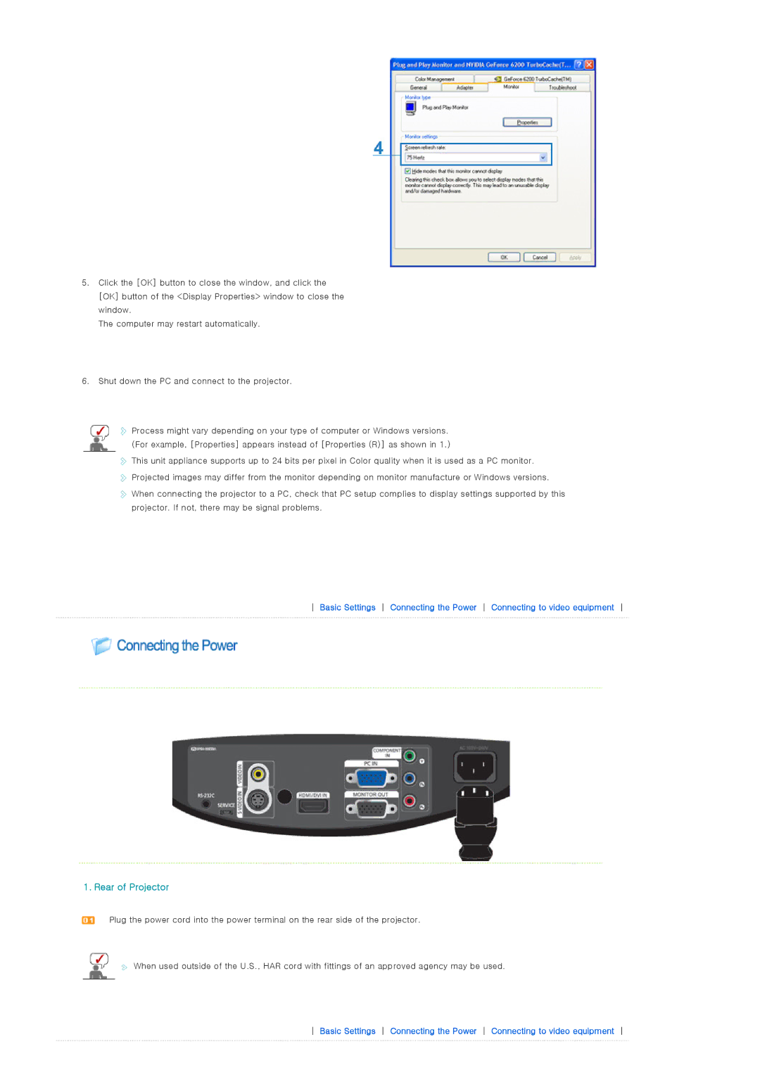 Samsung SP-D300B manual Rear of Projector 