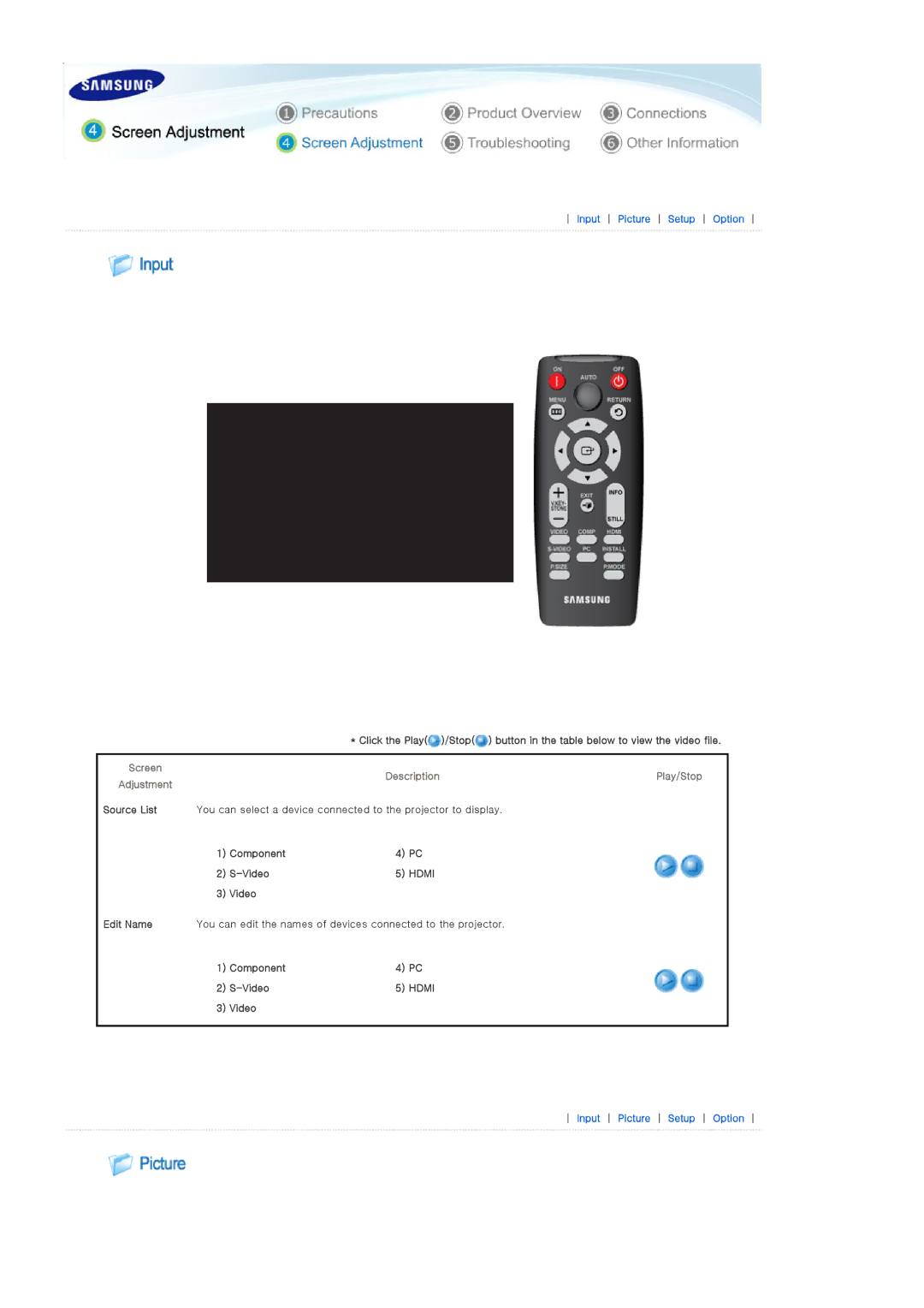 Samsung SP-D300B manual Component Video 