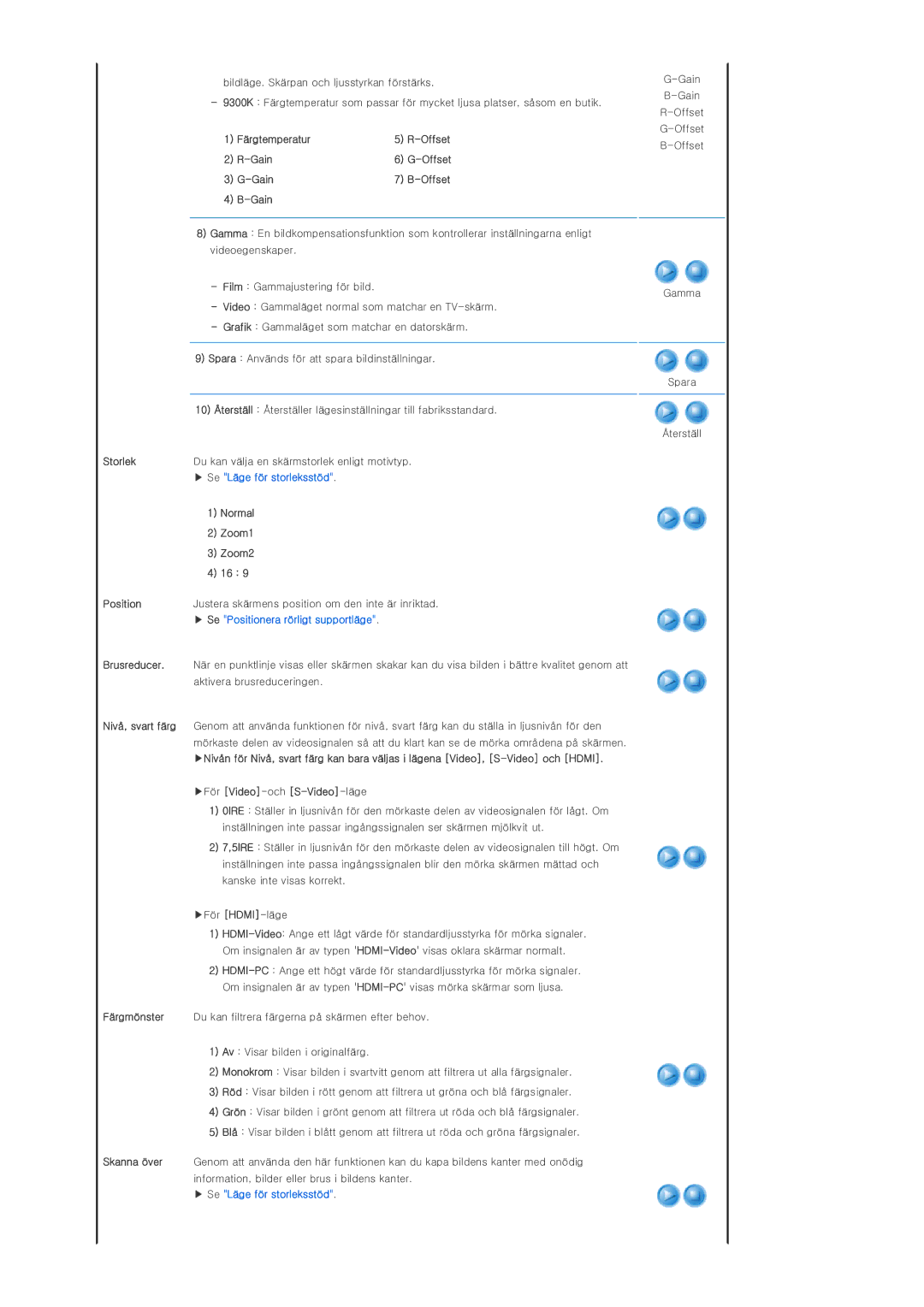 Samsung SP-D300BX manual Färgtemperatur 