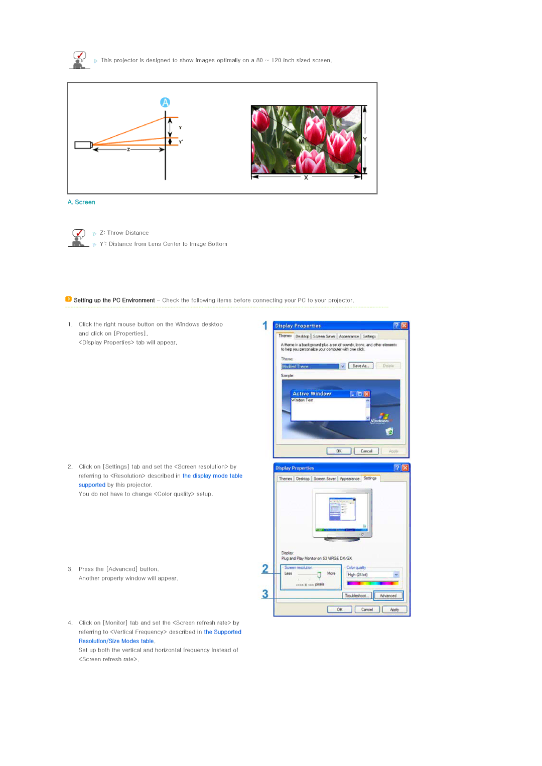 Samsung SP-D400 manual Screen 