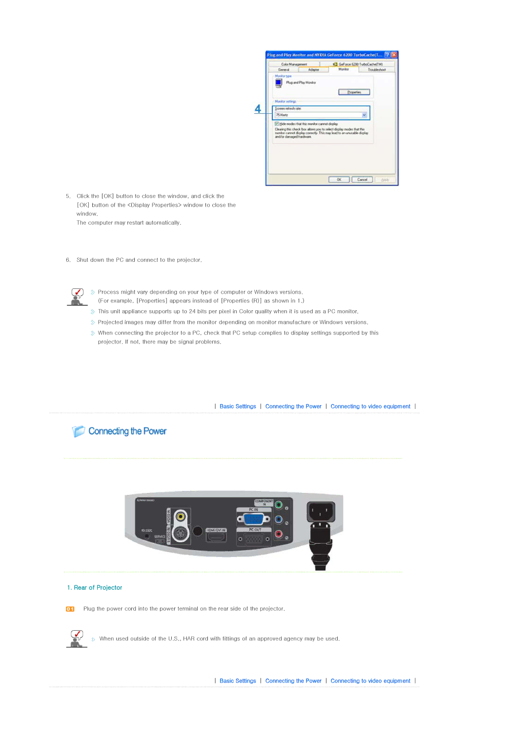 Samsung SP-D400 manual Rear of Projector 