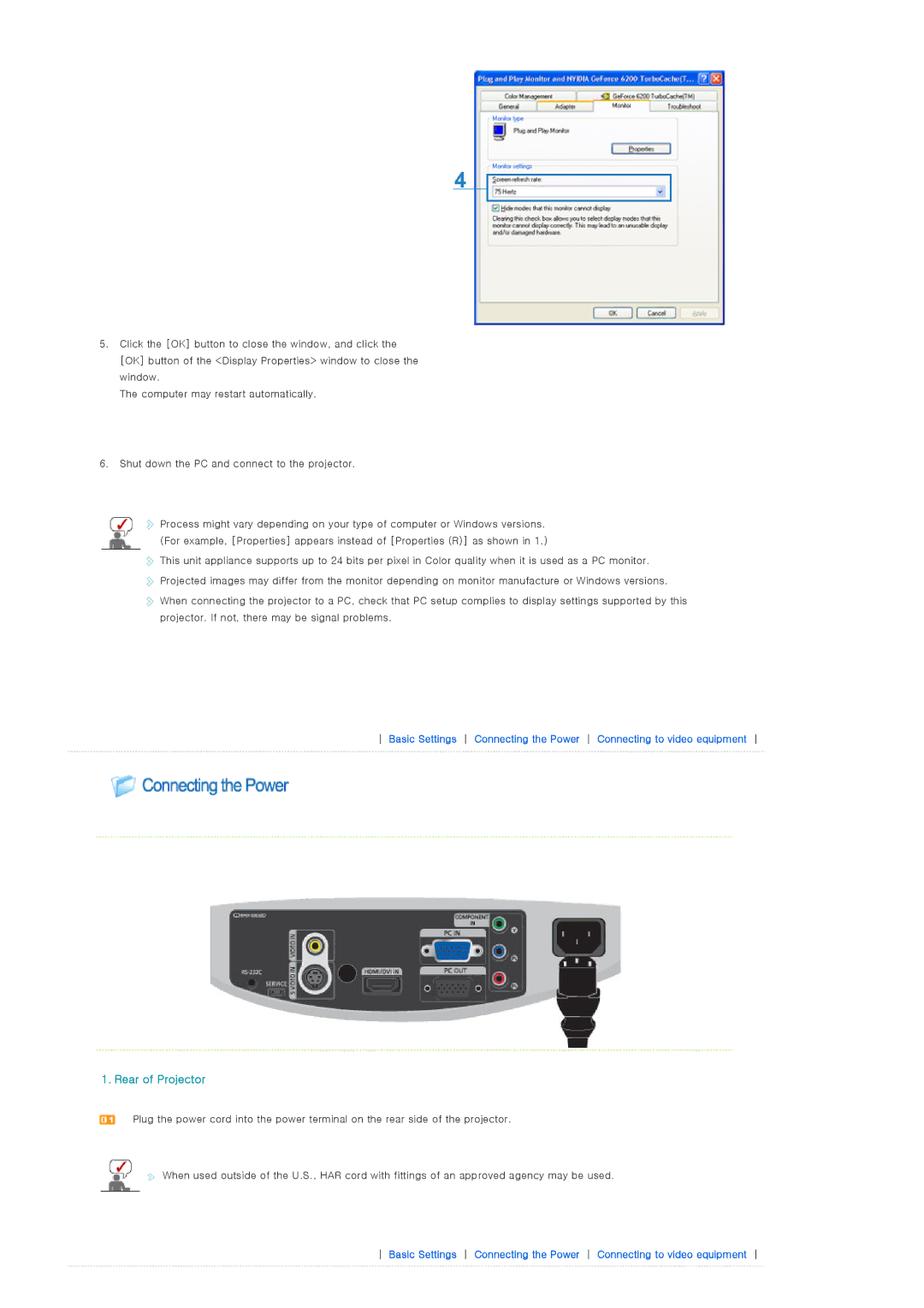 Samsung SP-D400S manual Rear of Projector 