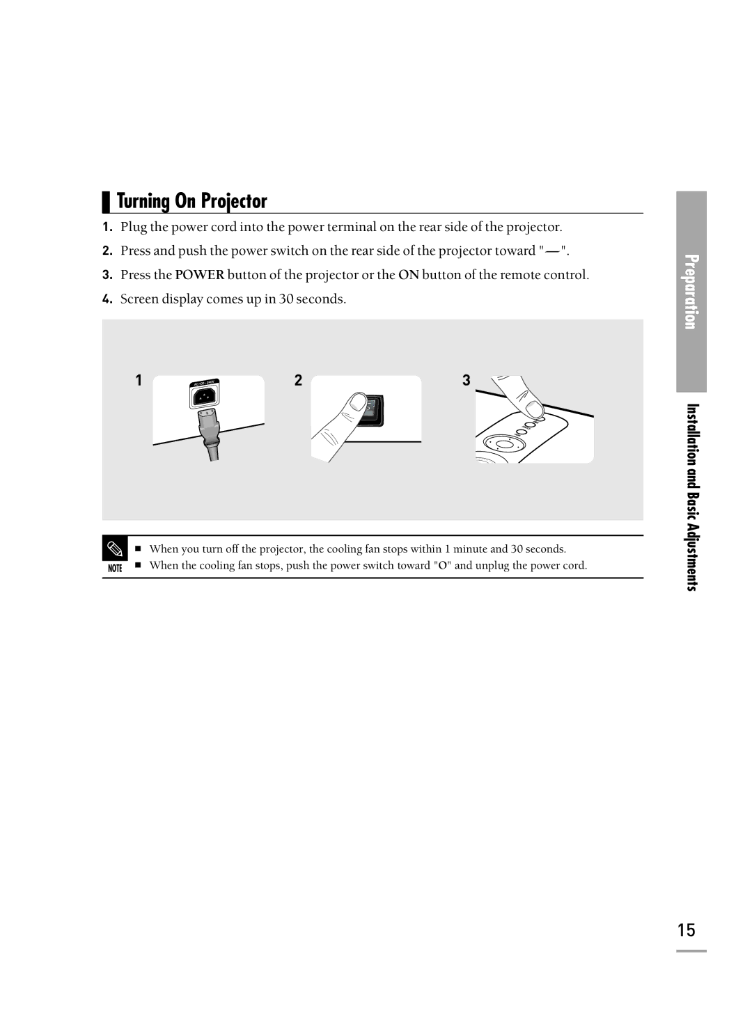 Samsung SP-H700, SP-H500, SP-H710 manual Turning On Projector 