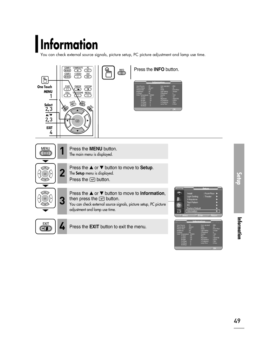 Samsung SP-H500, SP-H700, SP-H710 manual Information 