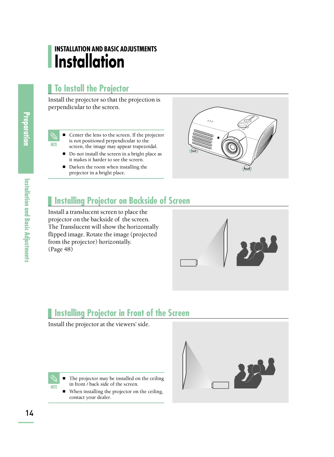 Samsung SP-H800 manual Installation, To Install the Projector 