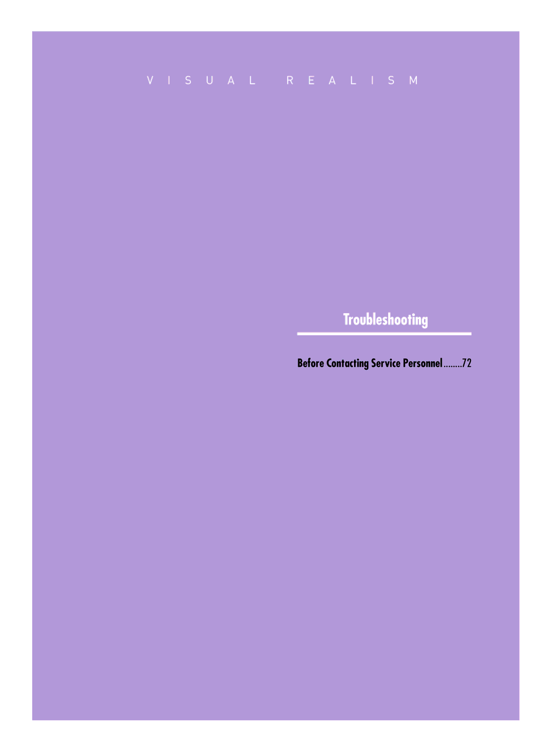 Samsung SP-H800 manual Troubleshooting 