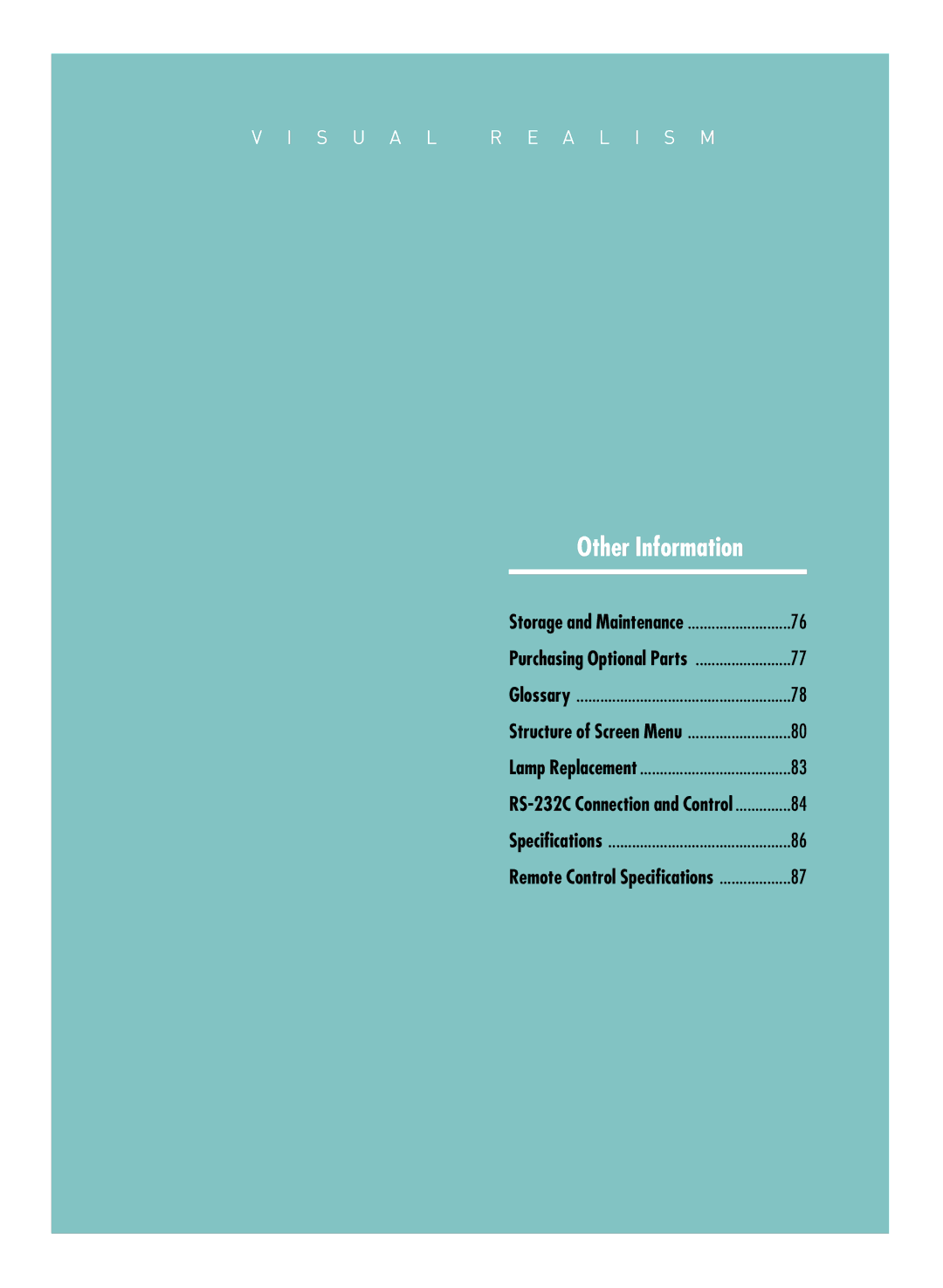 Samsung SP-H800 manual Other Information 