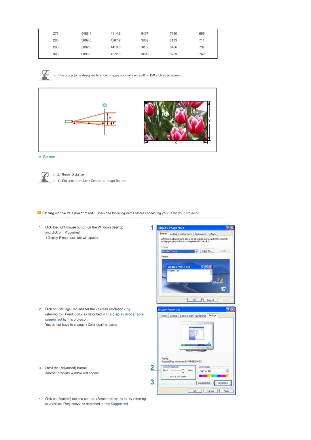 Samsung SP-L200, SP-L220, SP-L250 manual Screen 