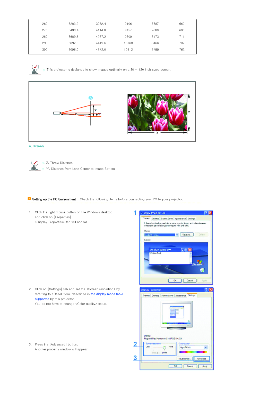 Samsung SP-L300 manual Screen 