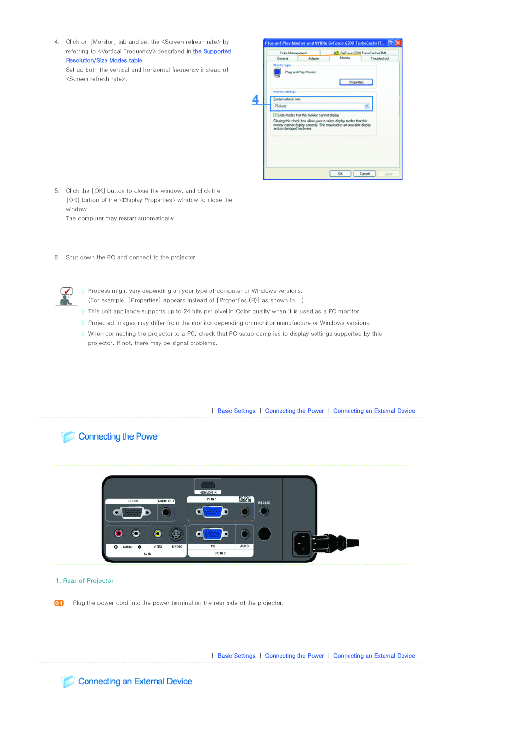 Samsung SP-L300 manual Rear of Projector 