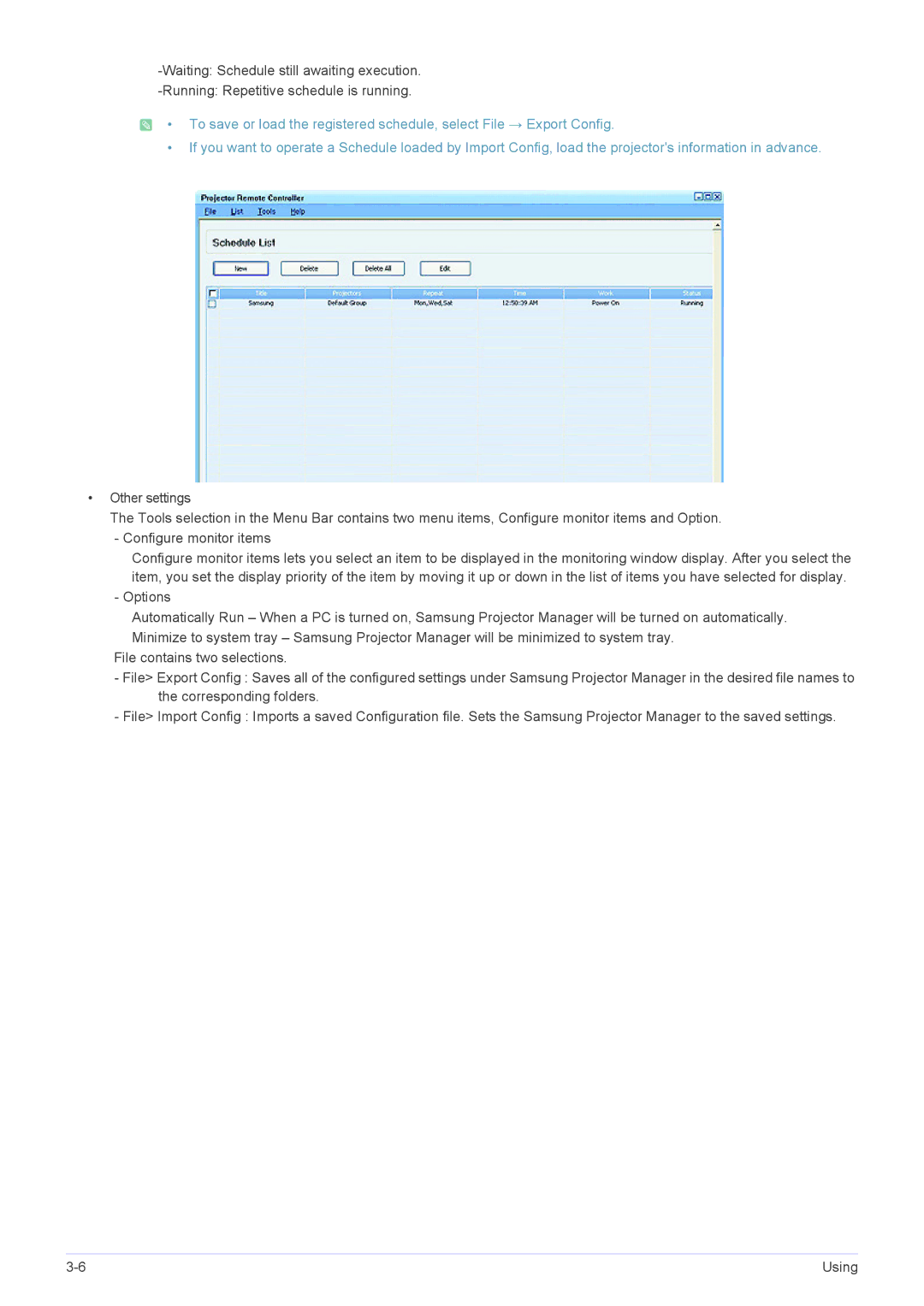 Samsung SP-L335, SP-L355, SP-L305 specifications Using 