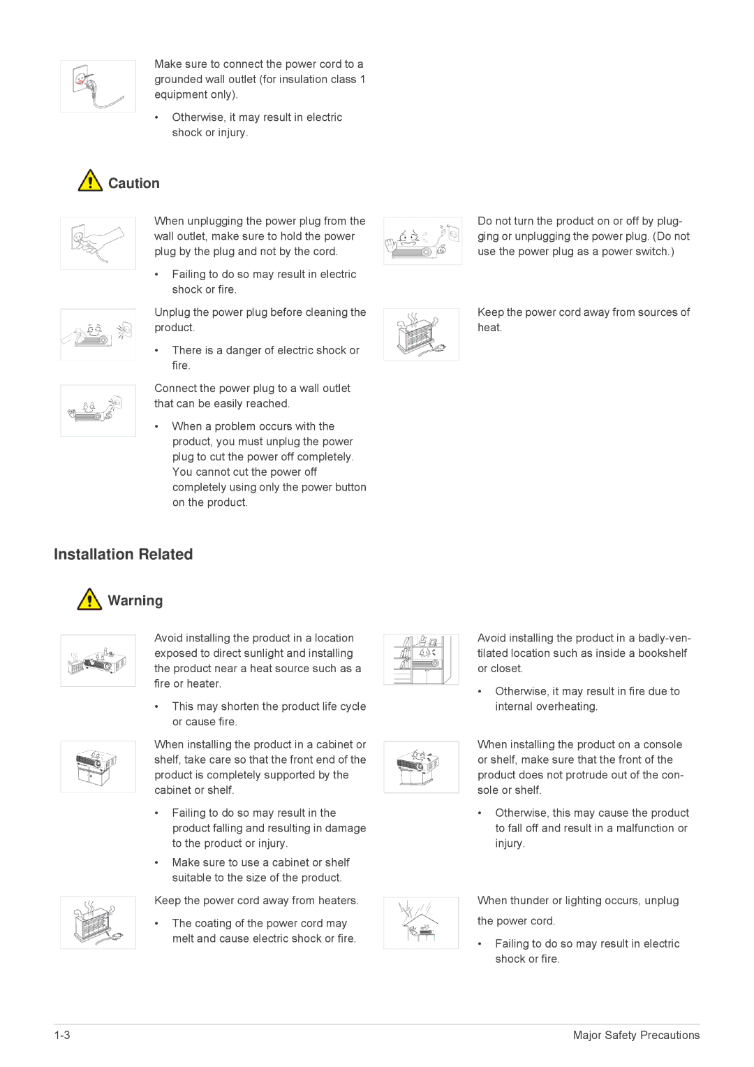 Samsung SP-M250S, SP-M220S, SP-M200S, BP59-00140E-01 specifications Installation Related 