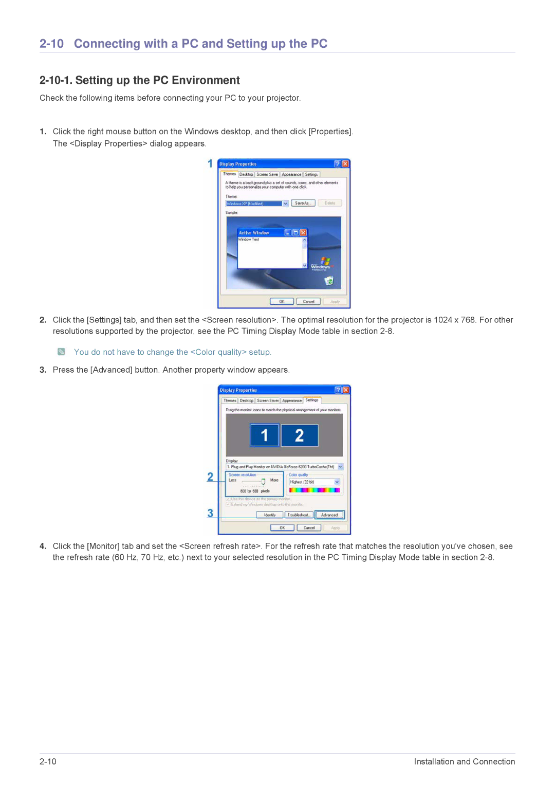 Samsung SP-M250, SP-M220, SP-M200 specifications Connecting with a PC and Setting up the PC, Setting up the PC Environment 