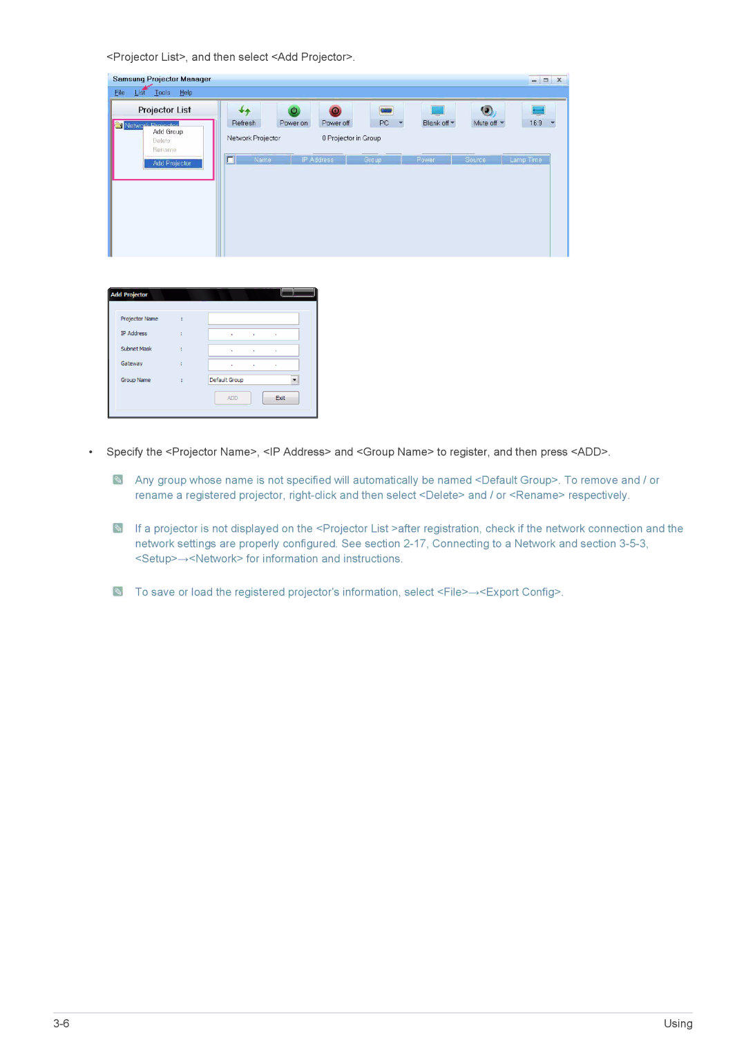 Samsung SP-M20, SP-M255, SP-M225, SP-M275, SP-M305 specifications Using 