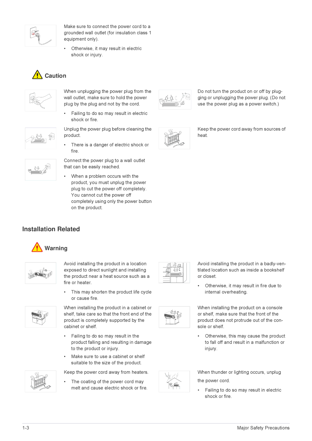 Samsung SP-M225, SP-M255, SP-M20, SP-M275, SP-M305 specifications Installation Related 