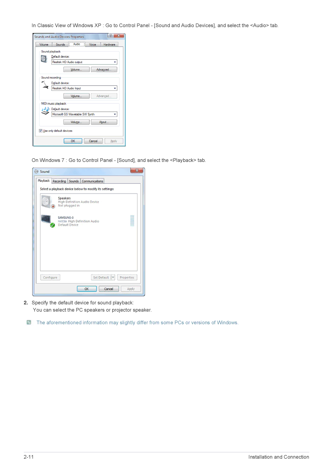 Samsung SP-M221, SP-M270, SP-M251, SP-M300 specifications Installation and Connection 