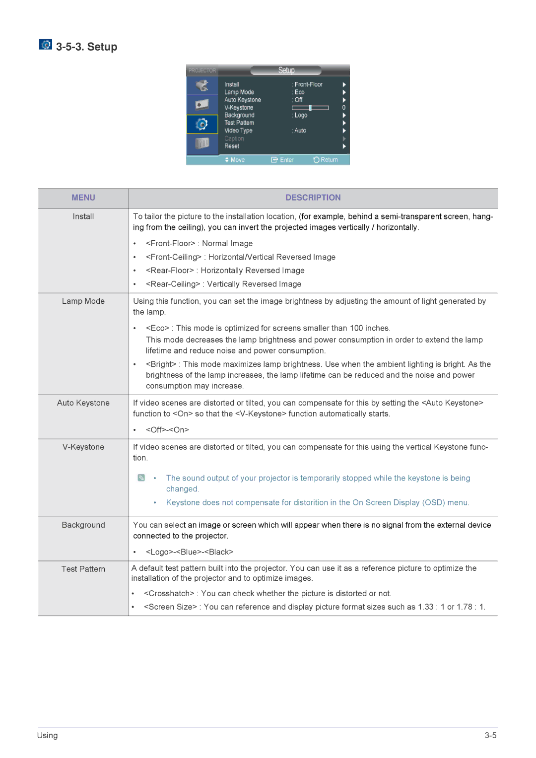 Samsung SP-M251, SP-M270, SP-M221, SP-M300 specifications Setup 