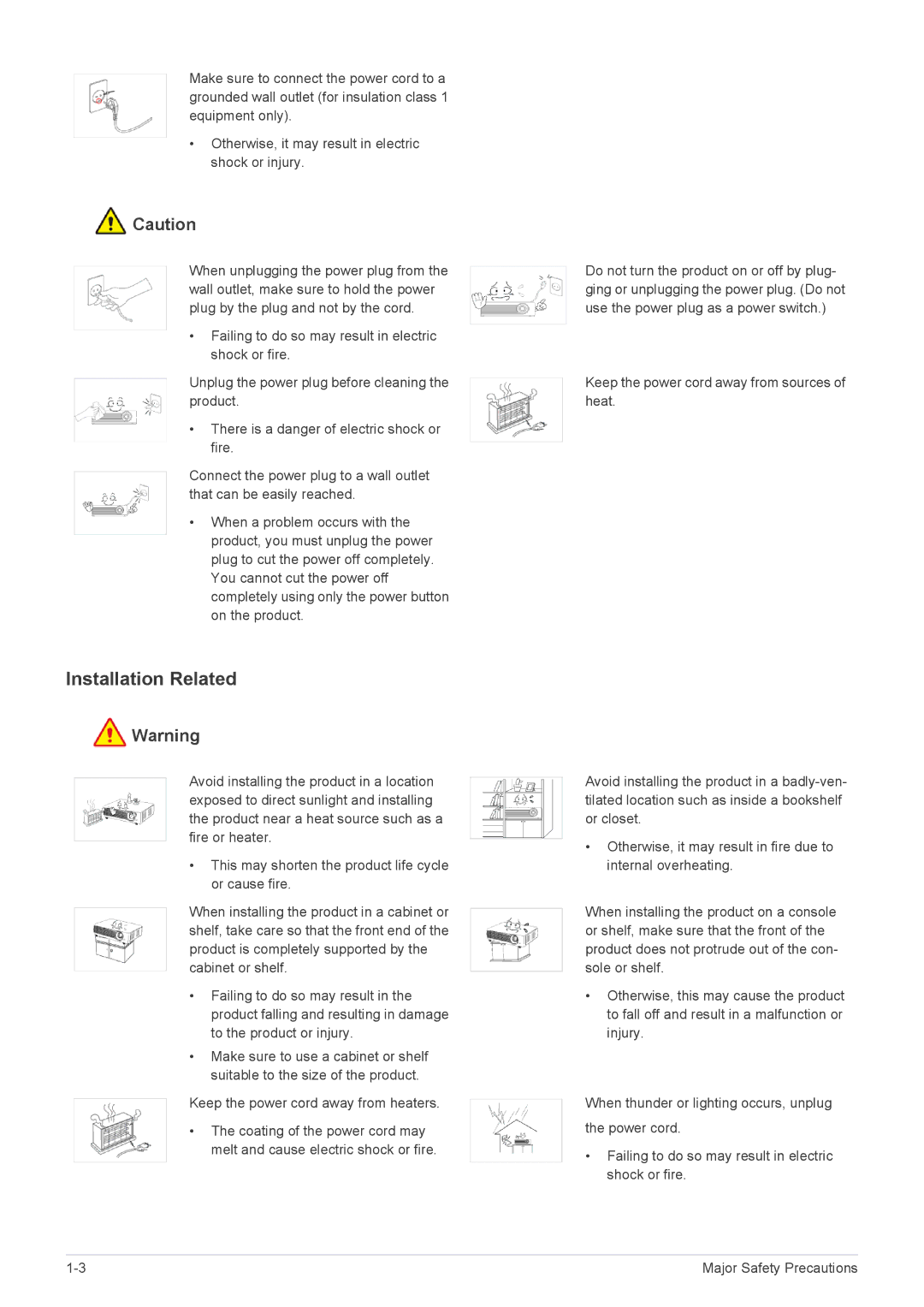 Samsung SP-M221, SP-M270, SP-M251, SP-M300 specifications Installation Related 