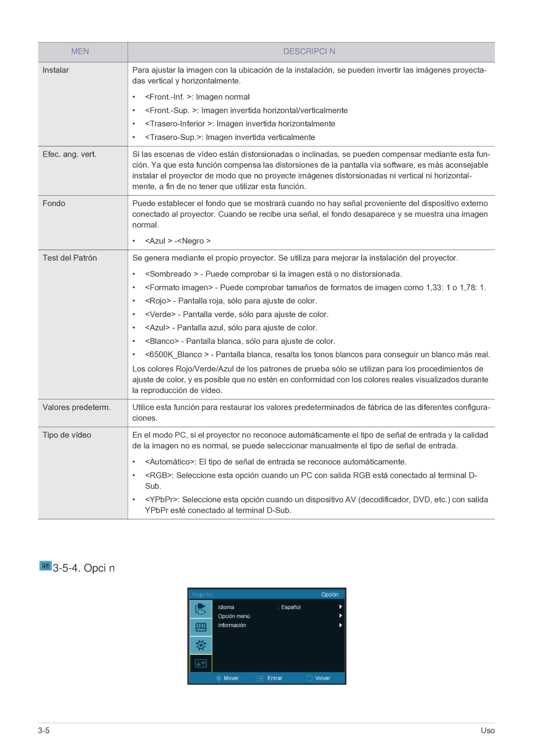 Samsung SPP410MEX/EN, SP-P410M, SPP410MX/EN manual Opción, Valores predeterm 