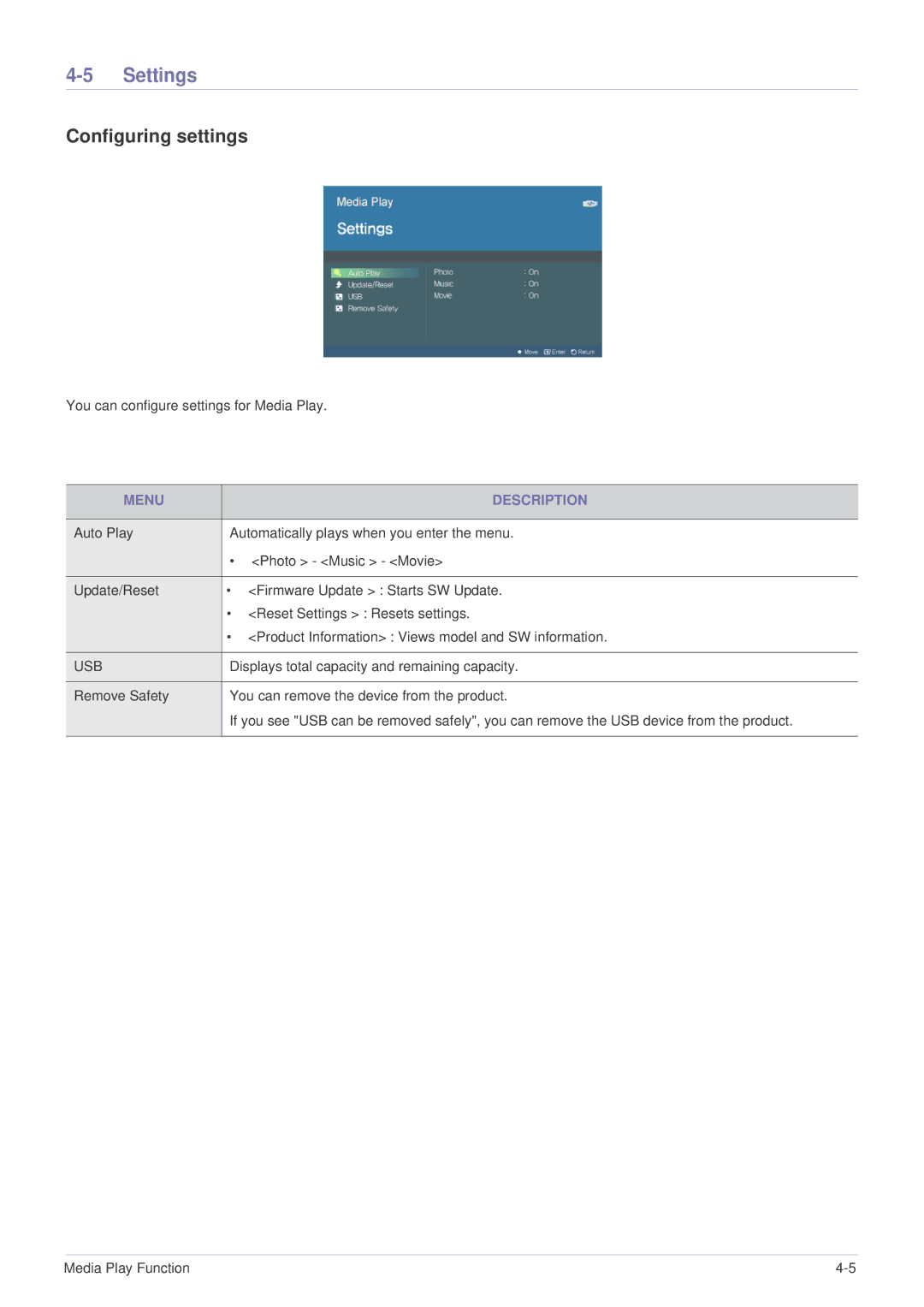 Samsung SP-P410M specifications Settings, Configuring settings 