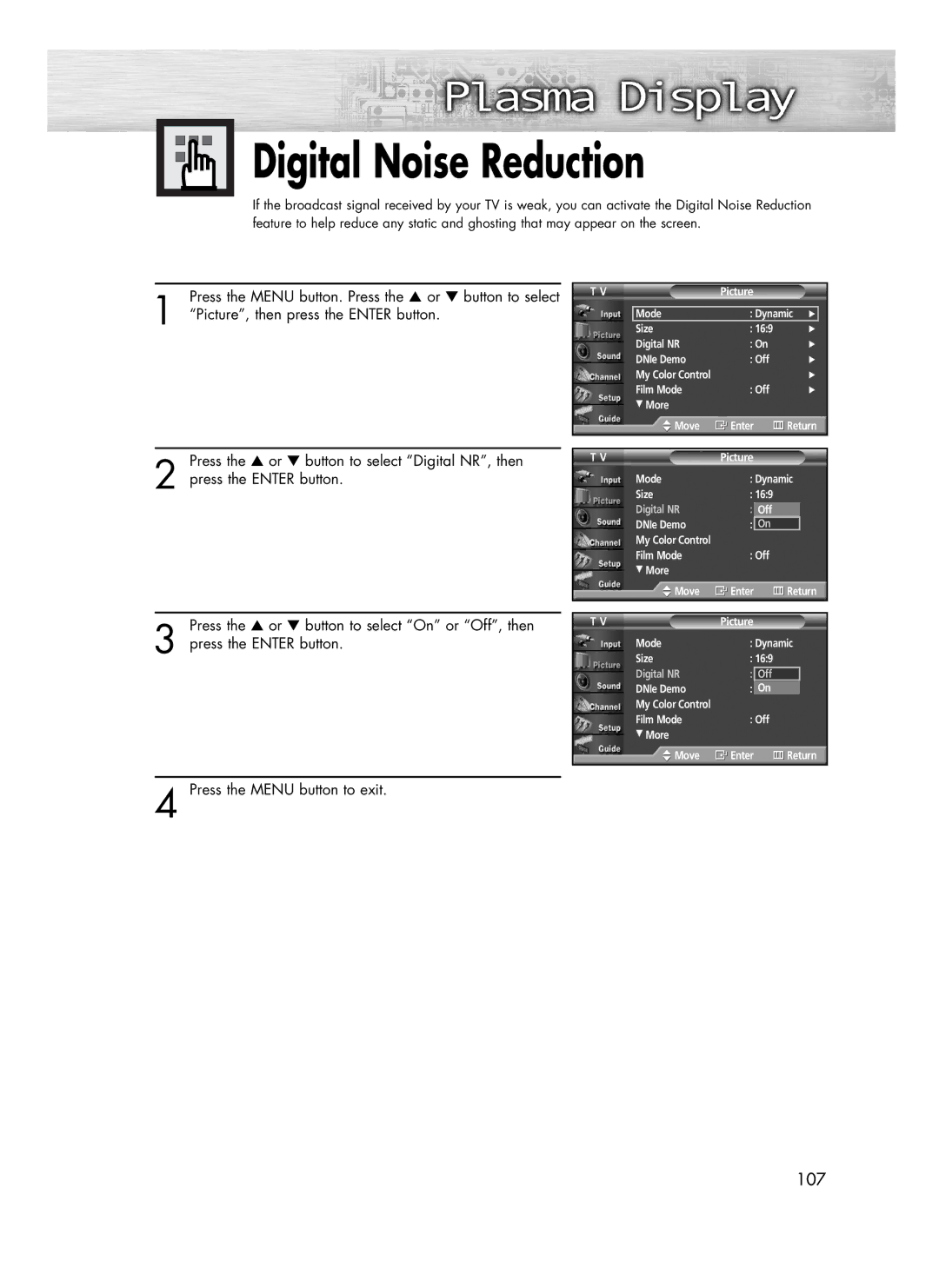 Samsung SP-R4232 manual Digital Noise Reduction 