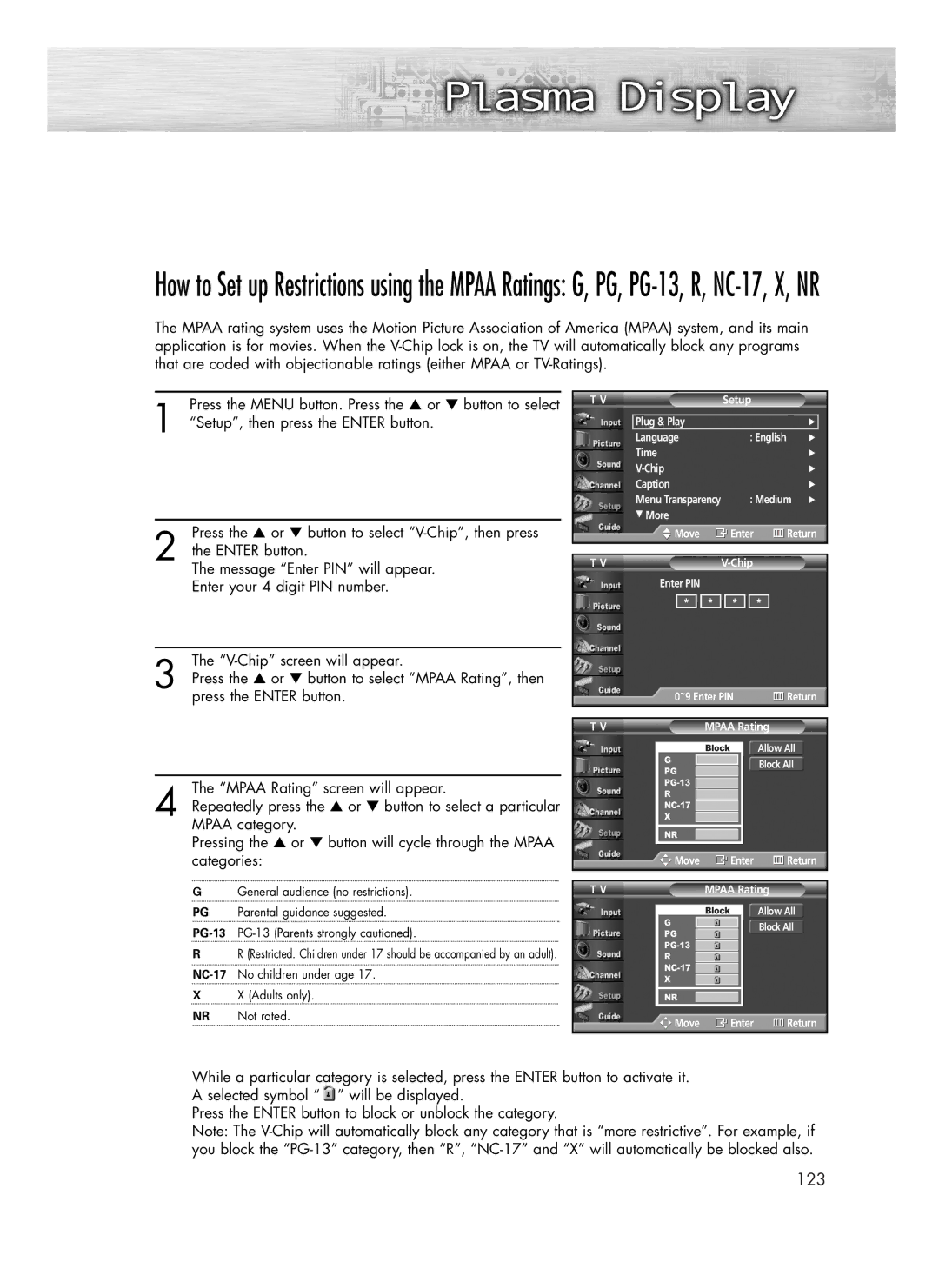 Samsung SP-R4232 manual 123 