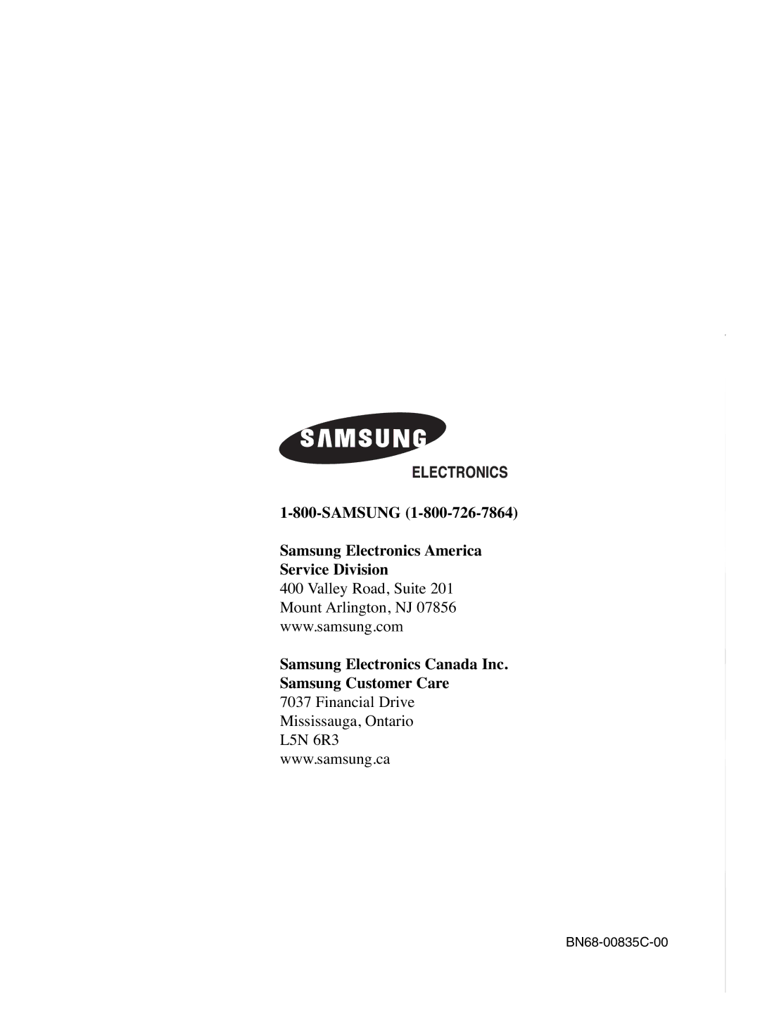 Samsung SP-R4232 manual BN68-00835C-00 