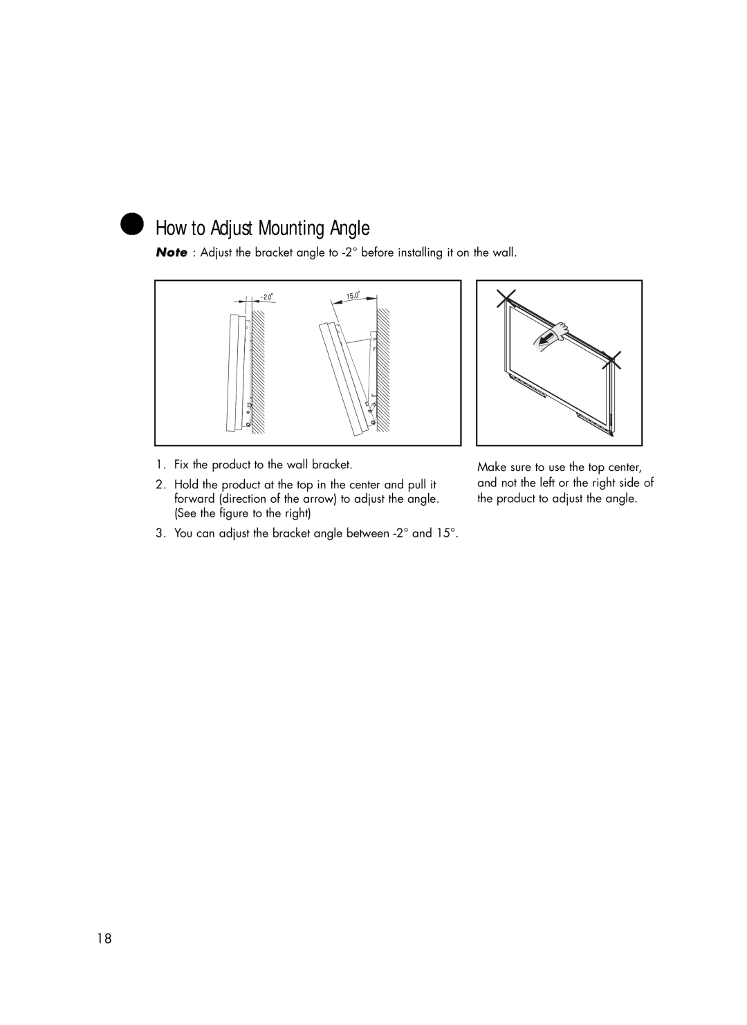 Samsung SP-R4232 manual How to Adjust Mounting Angle 