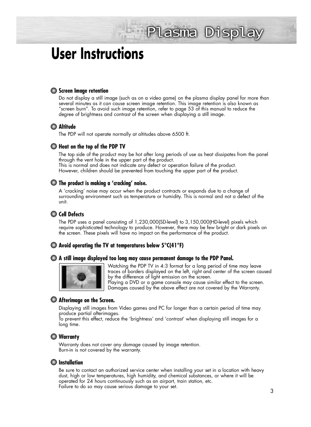 Samsung SP-R4232 manual User Instructions 